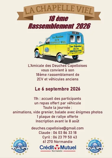 Affiche Rassemblement 2CV et vide-grenier La Chapelle-Viel dimanche 6 septembre 2026 (61)