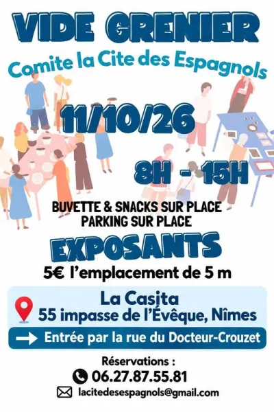 Affiche Vide-grenier du Comité la Cité des Espagnols à Nîmes