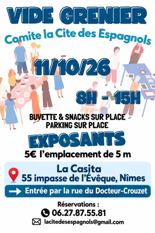 Affiche Vide-grenier du Comité la Cité des Espagnols à Nîmes
