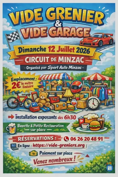 Affiche Vide-grenier vide-garage Minzac dimanche 12 juillet 2026 (24610)