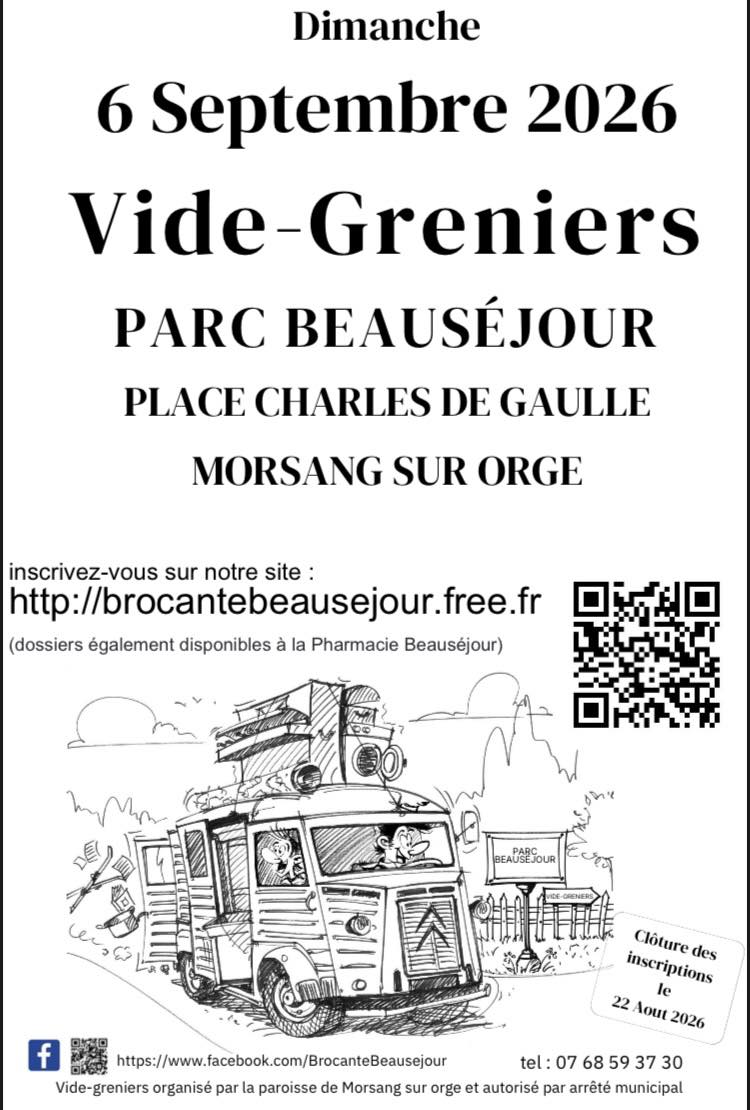Affiche Vide-Greniers - Paroisse de Morsang-sur-Orge - Essonne