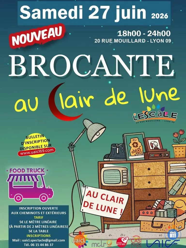 Affiche Brocante au Clair de Lune - Lyon 9e (nocturne)