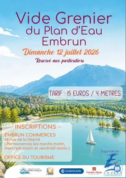 Affiche Vide-grenier du Plan d'Eau Embrun dimanche 12 juillet 2026 (05200)