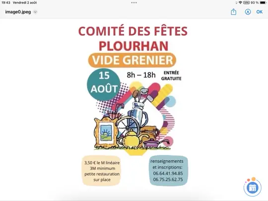 Affiche Vide-grenier Plourhan samedi 15 août 2026 (22410)