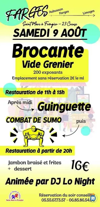 Affiche Brocante Vide-grenier Saint-Marc-à-Frongier samedi 9 août 2026 (23200)