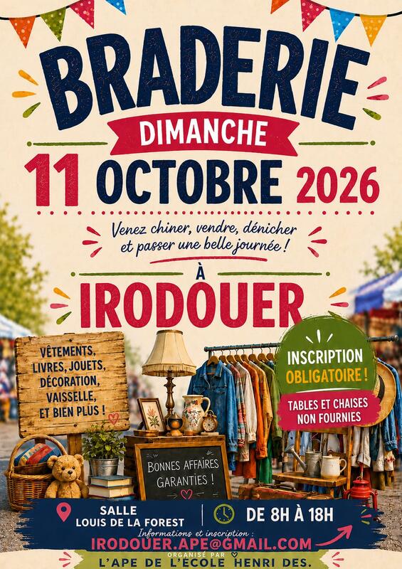 Affiche Braderie de l'APE de l'école Henri Dès à Irodouer