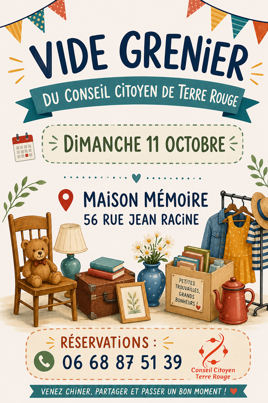 Affiche Vide-grenier du Conseil citoyen de Terre Rouge à Cahors