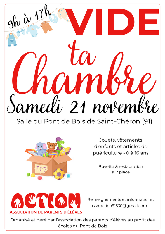 Affiche Vide ta chambre de l'association Action à Saint-Chéron
