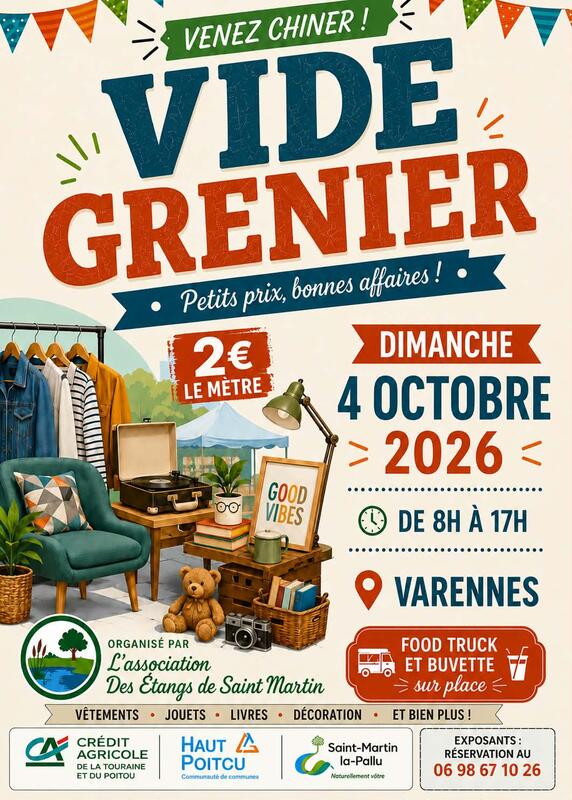 Affiche Vide-grenier de l'association des Étangs de Saint Martin à Varennes