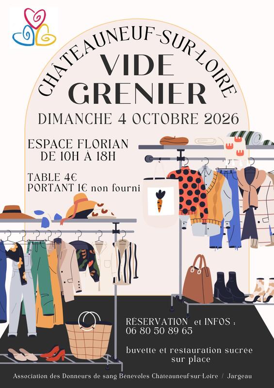 Affiche Vide-grenier des Donneurs de sang à Châteauneuf-sur-Loire
