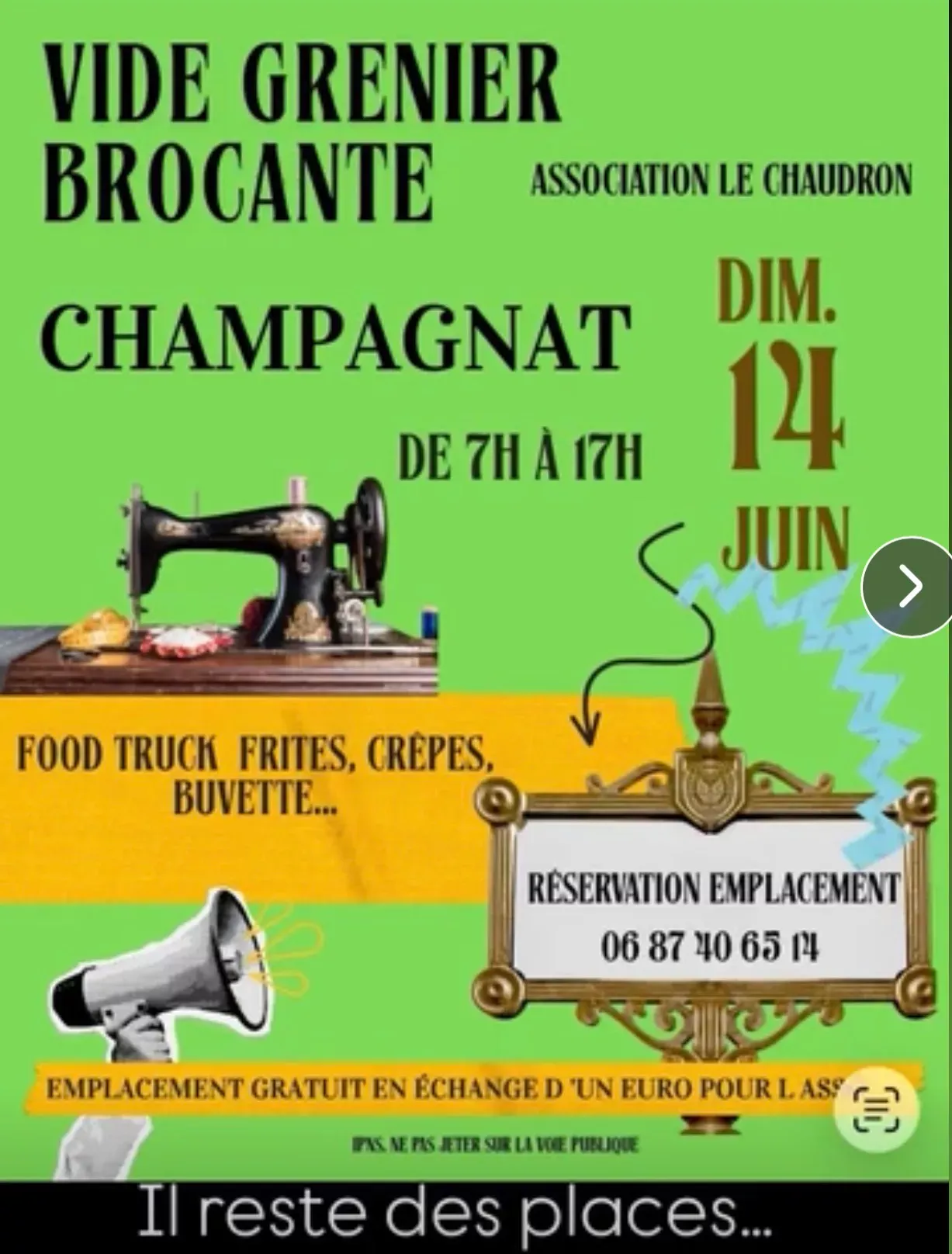 Affiche Vide-grenier brocante Champagnat dimanche 14 juin 2026 (23190)