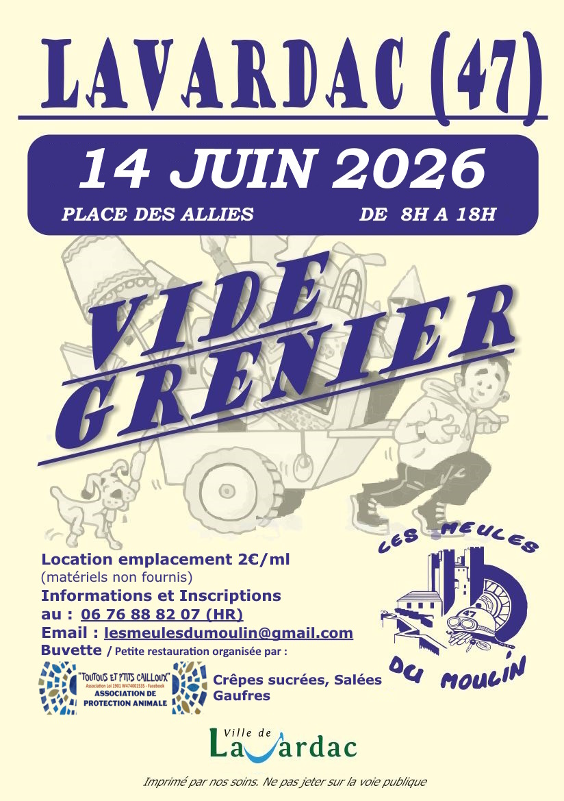 Affiche Vide-grenier Lavardac dimanche 14 juin 2026 (47230)