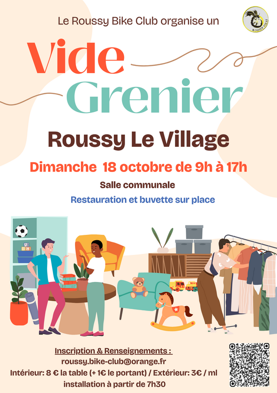 Affiche Vide-grenier du Roussy Bike Club à Roussy-le-Village