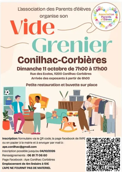 Affiche Vide-grenier de l'APE à Conilhac-Corbières