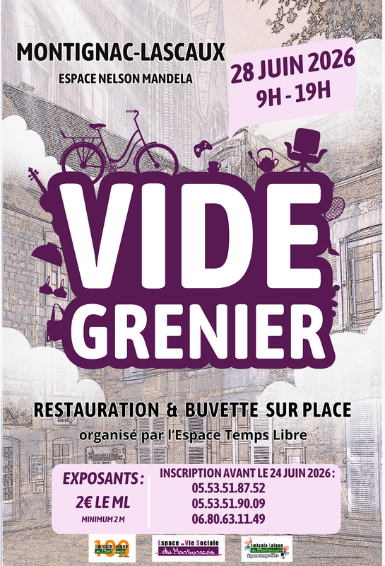 Affiche Vide-grenier Montignac-Lascaux - Espace Nelson Mandela - Dordogne