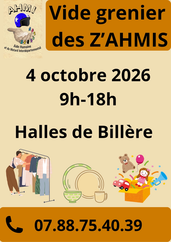 Affiche Vide-grenier des Z'AHMIS aux halles de Billère