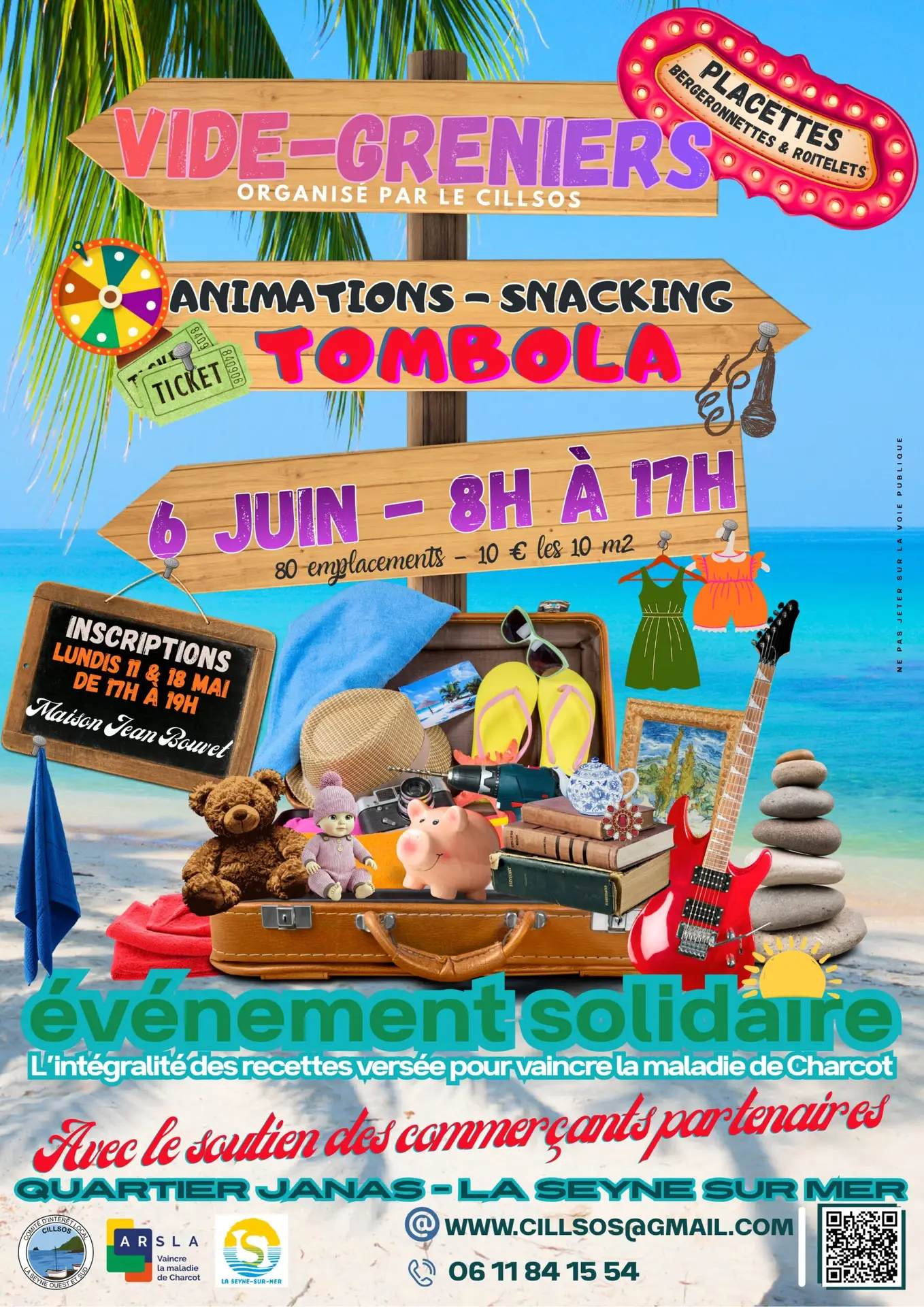 Affiche Vide-Greniers Solidaire - CILLSOS - Quartier Janas - La Seyne-sur-Mer