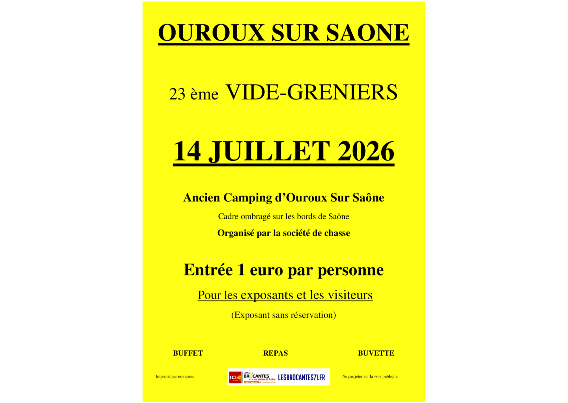 Affiche Vide-grenier Ouroux-sur-Saône mardi 14 juillet 2026 (71370)
