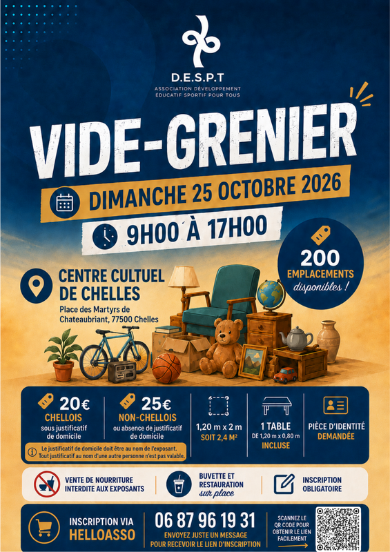 Affiche Vide-grenier de l'association D.E.S.P.T à Chelles