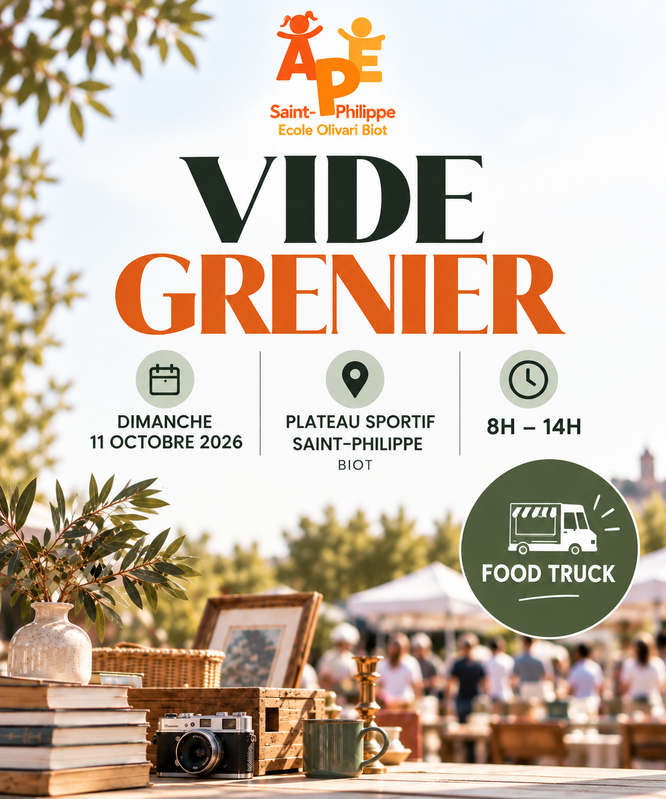 Affiche Vide-grenier de l'APE Saint-Philippe à Biot