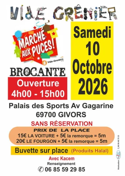 Affiche Brocante marché aux puces au Palais des Sports à Givors