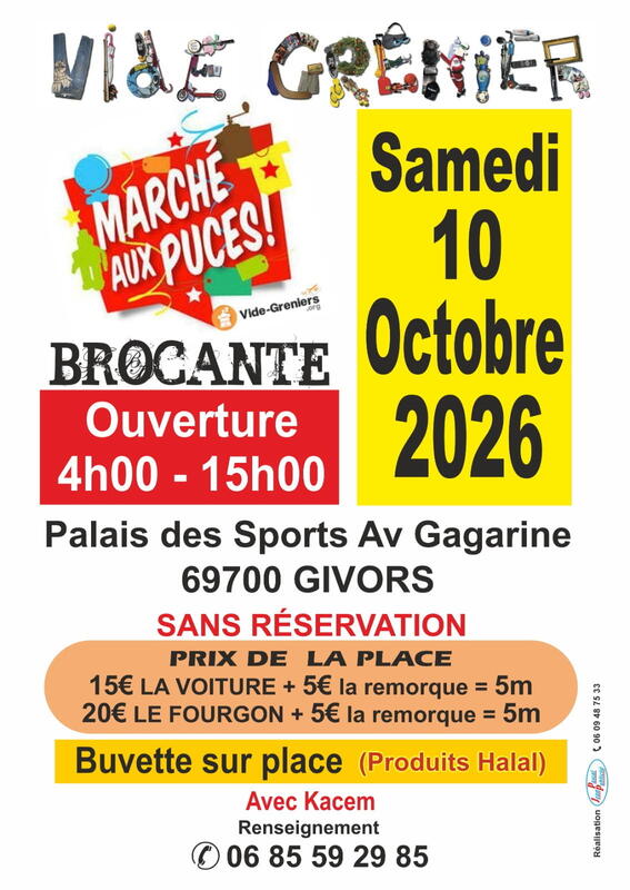 Affiche Brocante marché aux puces au Palais des Sports à Givors