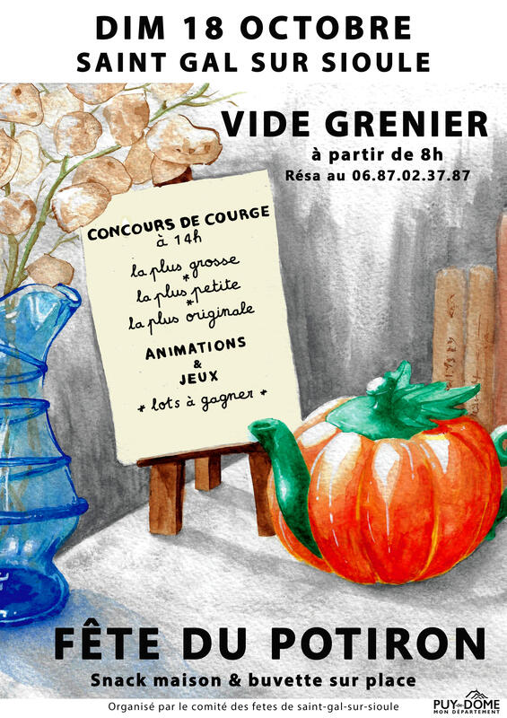Affiche Fête du potiron et vide-grenier de Saint-Gal-sur-Sioule