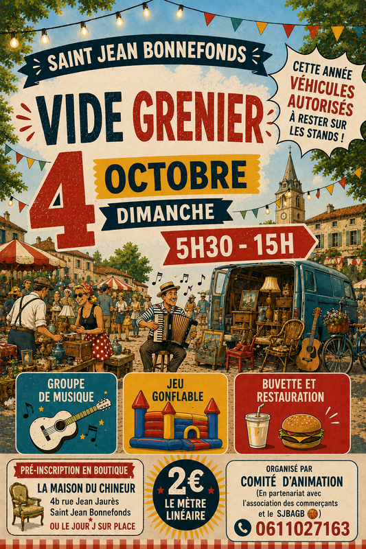 Affiche Vide-grenier du Comité d'animation à Saint-Jean-Bonnefonds