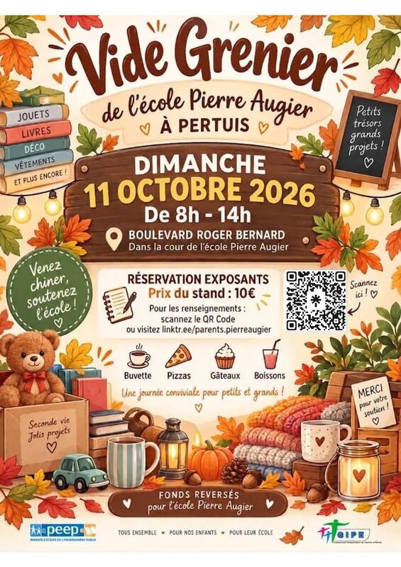 Affiche Vide-grenier de l'école Pierre Augier à Pertuis