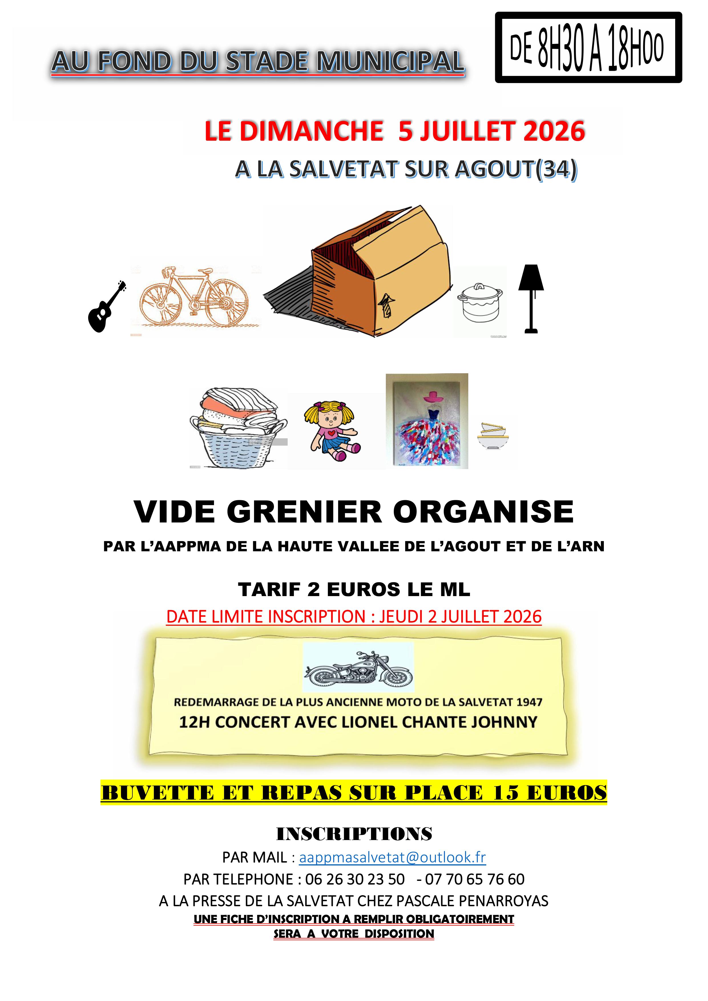 Affiche Vide-grenier La Salvetat-sur-Agout dimanche 5 juillet 2026 (34330)