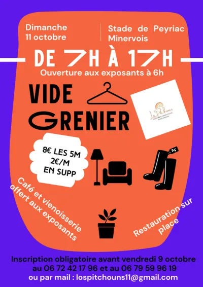Affiche Vide-grenier de l'APE Les Pitchouns à Peyriac-Minervois