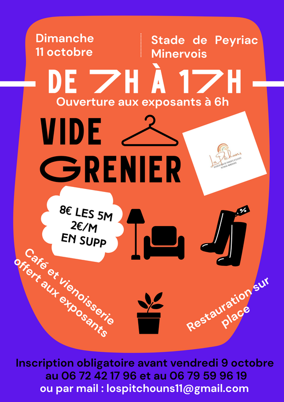 Affiche Vide-grenier de l'APE Les Pitchouns à Peyriac-Minervois
