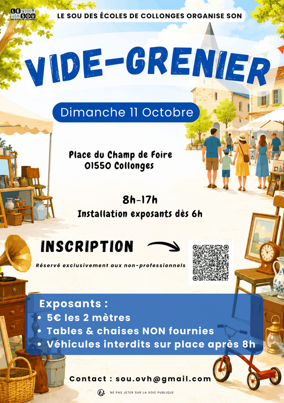 Affiche Vide-grenier du Sou des écoles à Collonges