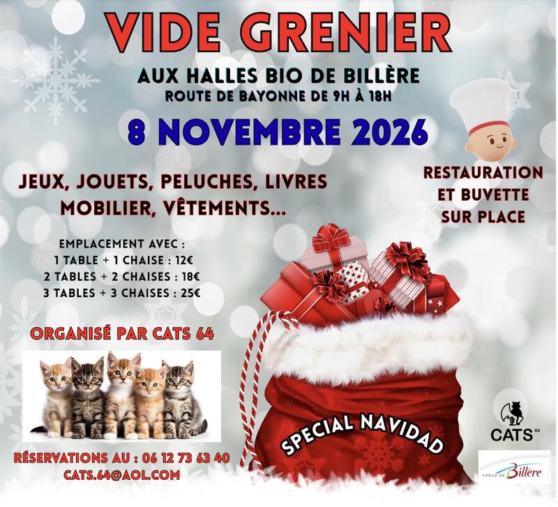 Affiche Vide-grenier spécial Navidad de CATS 64 à Billère