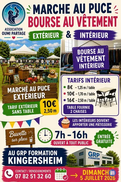 Affiche Marché aux puces Kingersheim dimanche 5 juillet 2026 (68260)