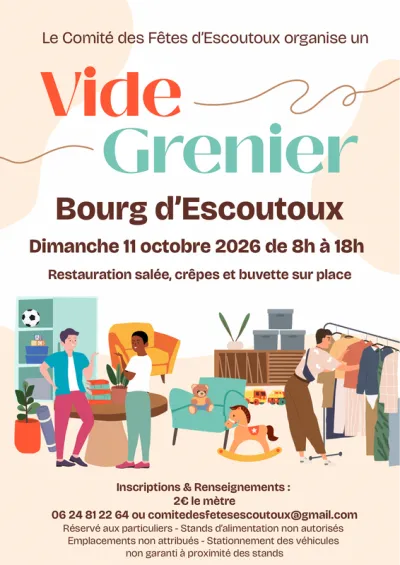 Affiche Vide-grenier du Comité des Fêtes d'Escoutoux