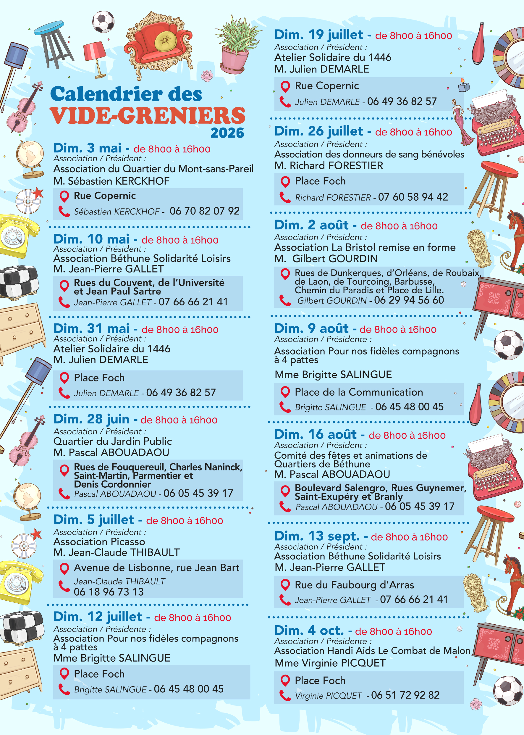 Affiche Vide-grenier Béthune Place Foch dimanche 4 octobre 2026 (62)