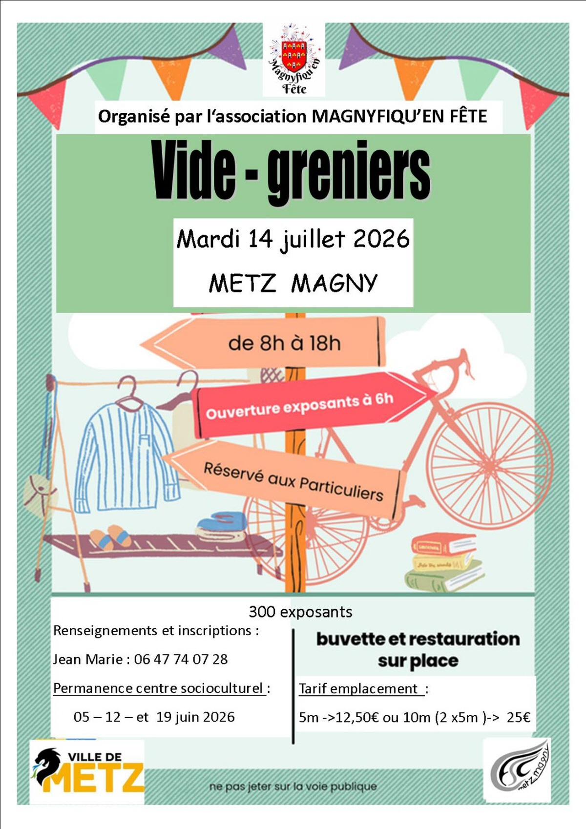 Affiche Vide-grenier Metz Magny mardi 14 juillet 2026 (57000)