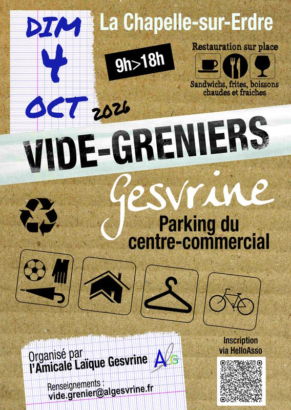 Affiche Vide-greniers de Gesvrine à La Chapelle-sur-Erdre