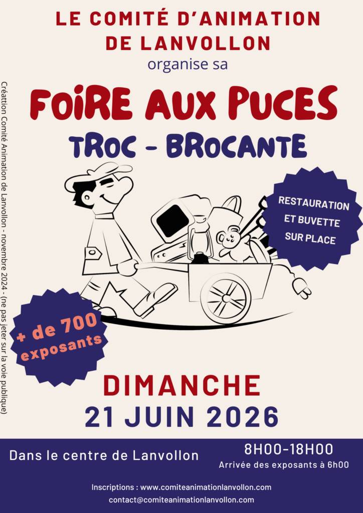 Affiche Foire aux puces Lanvollon dimanche 21 juin 2026 (22290)