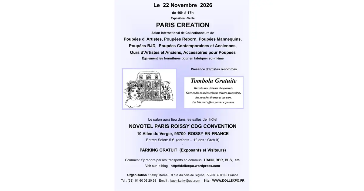 Affiche Salon Paris Création poupées et ours Roissy-en-France dimanche 22 novembre 2026 (95700)