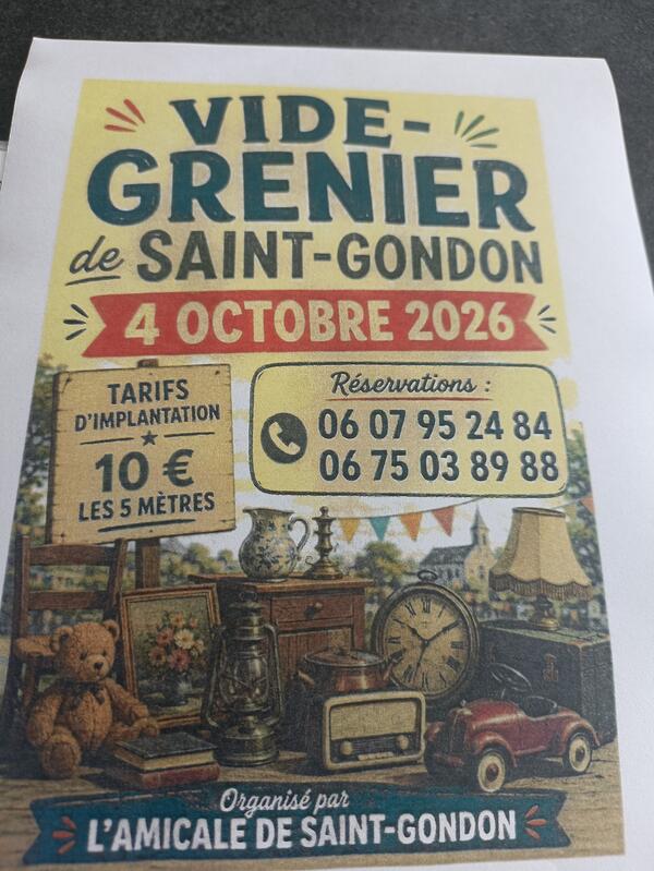 Affiche Vide-grenier de l'Amicale de Saint-Gondon