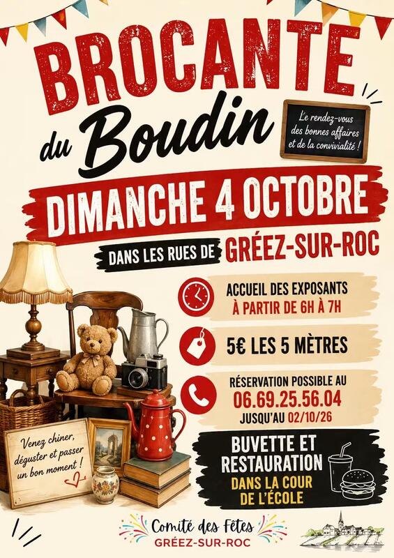 Affiche Brocante du Boudin de Gréez-sur-Roc
