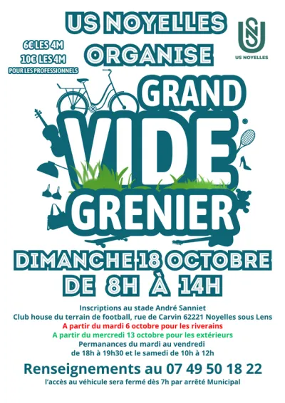 Affiche Vide-grenier de l'US Noyelles à Noyelles-sous-Lens