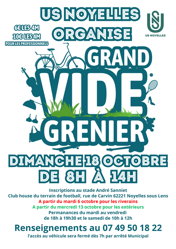 Affiche Vide-grenier de l'US Noyelles à Noyelles-sous-Lens