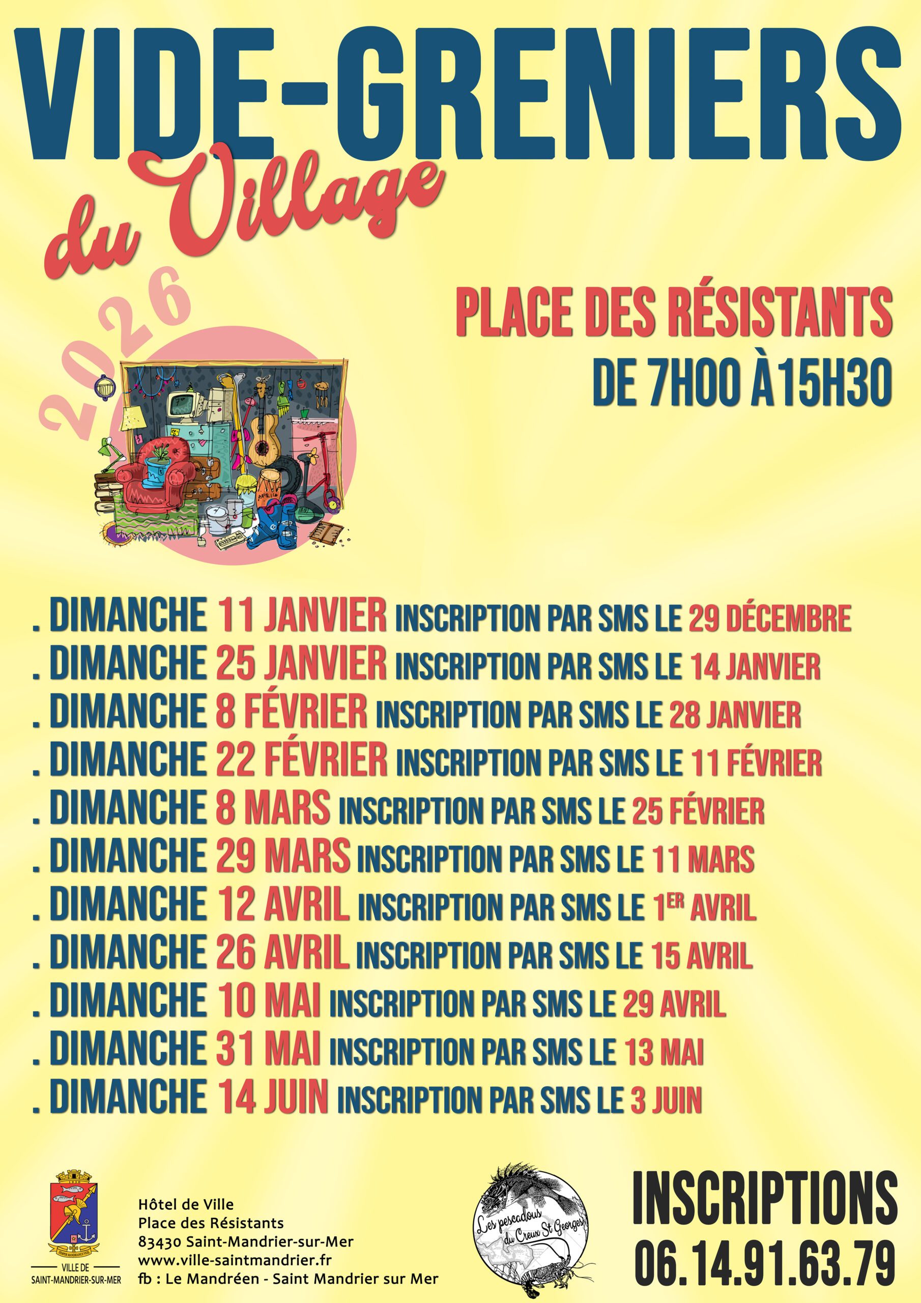 Affiche Vide-greniers du Village Saint-Mandrier-sur-Mer dimanche 14 juin 2026 (83430)