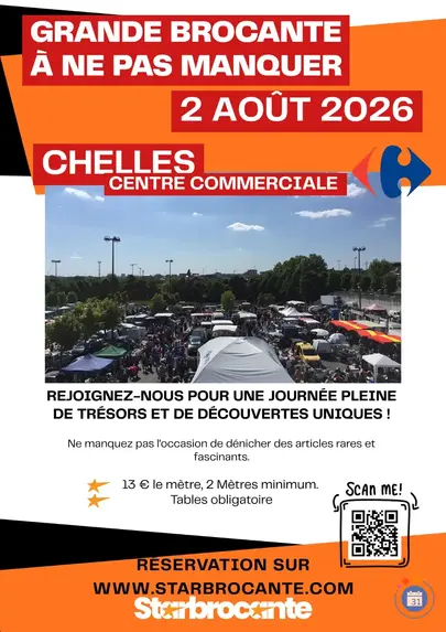 Affiche Grande brocante Chelles dimanche 2 août 2026 (77500)