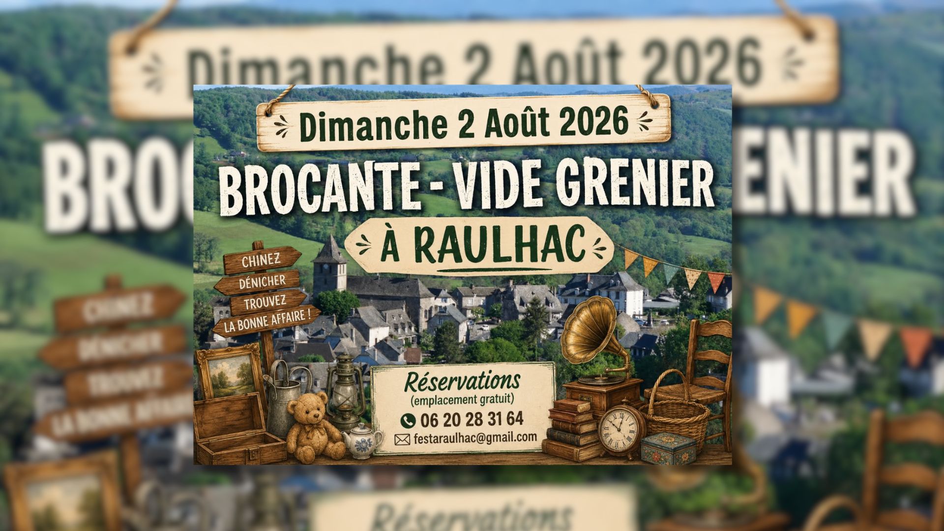 Affiche Brocante vide-grenier Raulhac dimanche 2 août 2026 (15800)