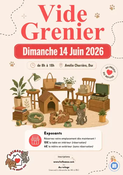 Affiche Vide-grenier Dax dimanche 14 juin 2026 (40100)
