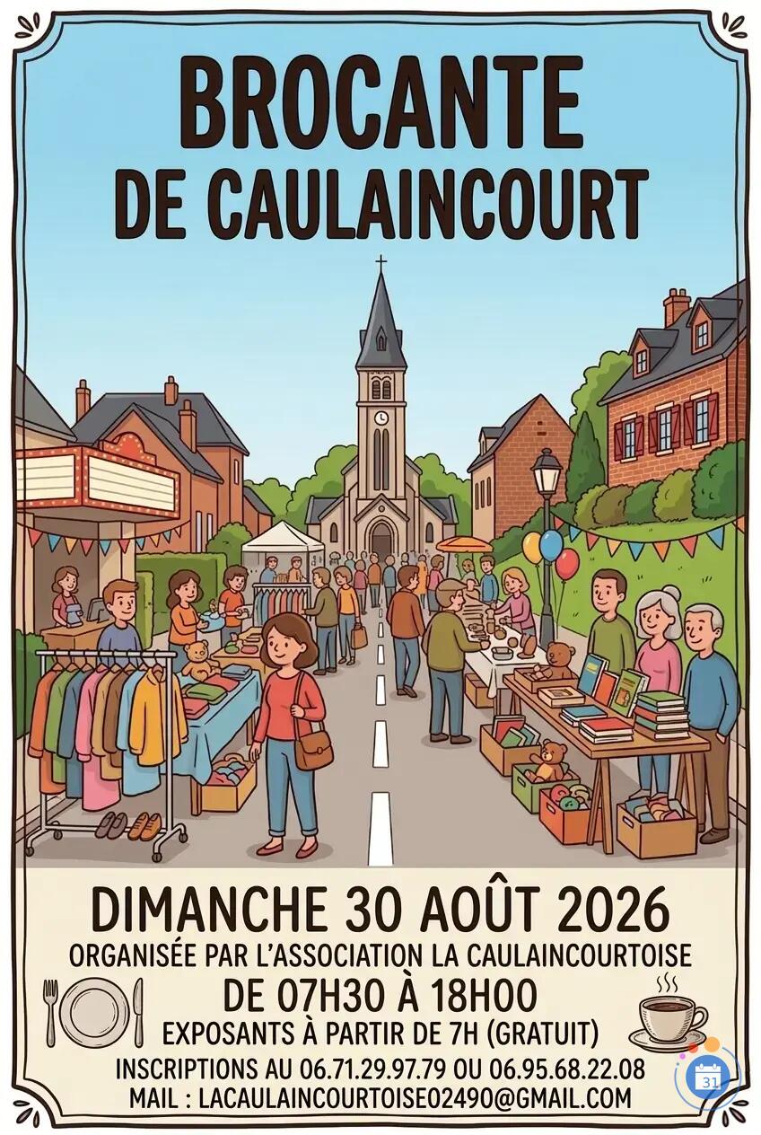 Affiche Brocante de Caulaincourt dimanche 30 août 2026 (02490)